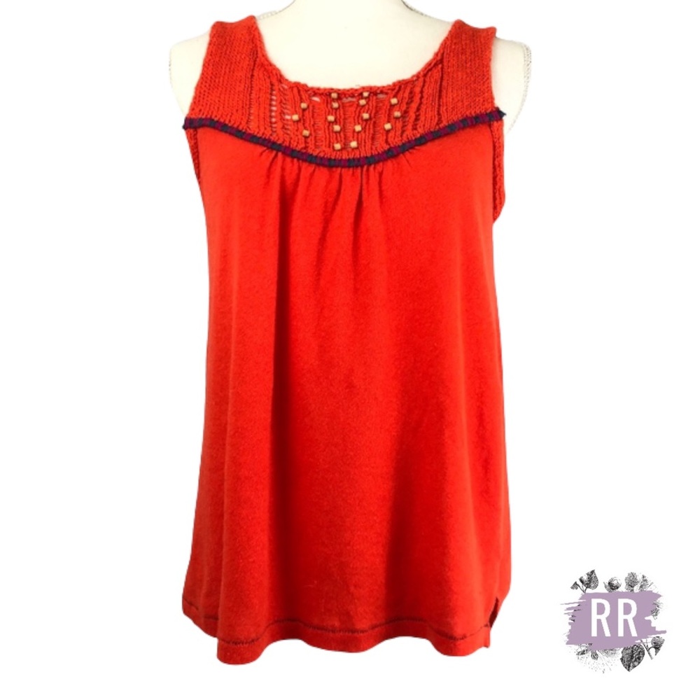 MEADOW RUE Tamarindo Beaded Linen Tank Top